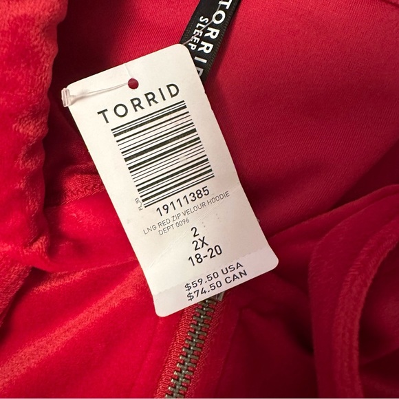 Torrid Red Velour Zip Front Long Sleeve Relaxed Lounge Hoodie Size 2X(c6 - Picture 5 of 9